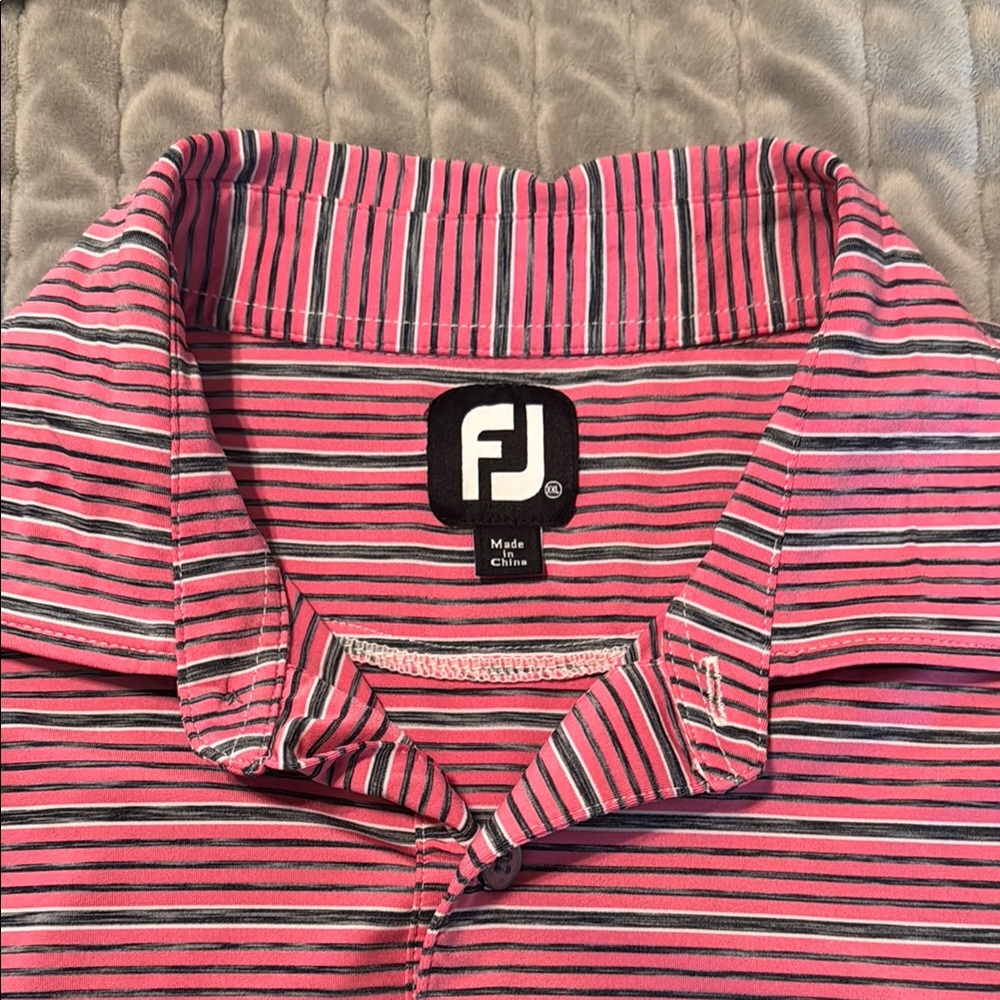 FootJoy Pink and Black Striped Polo